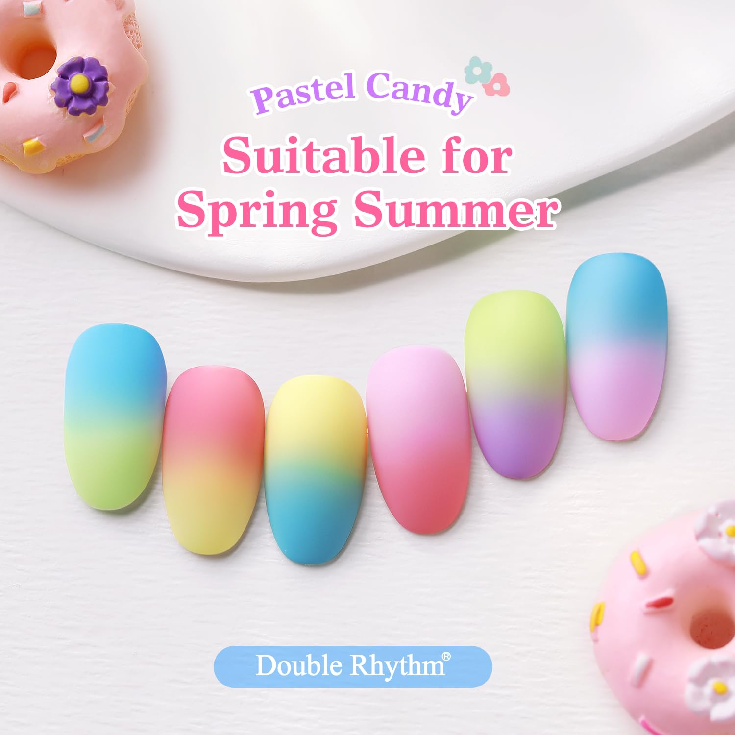 Double Rhythm 6 Pcs 15ml Gel Polish Set – Same Color, Soak Off, UV/LED Cure – At-Home Manicure Kit (Purple to Peach T6-10)