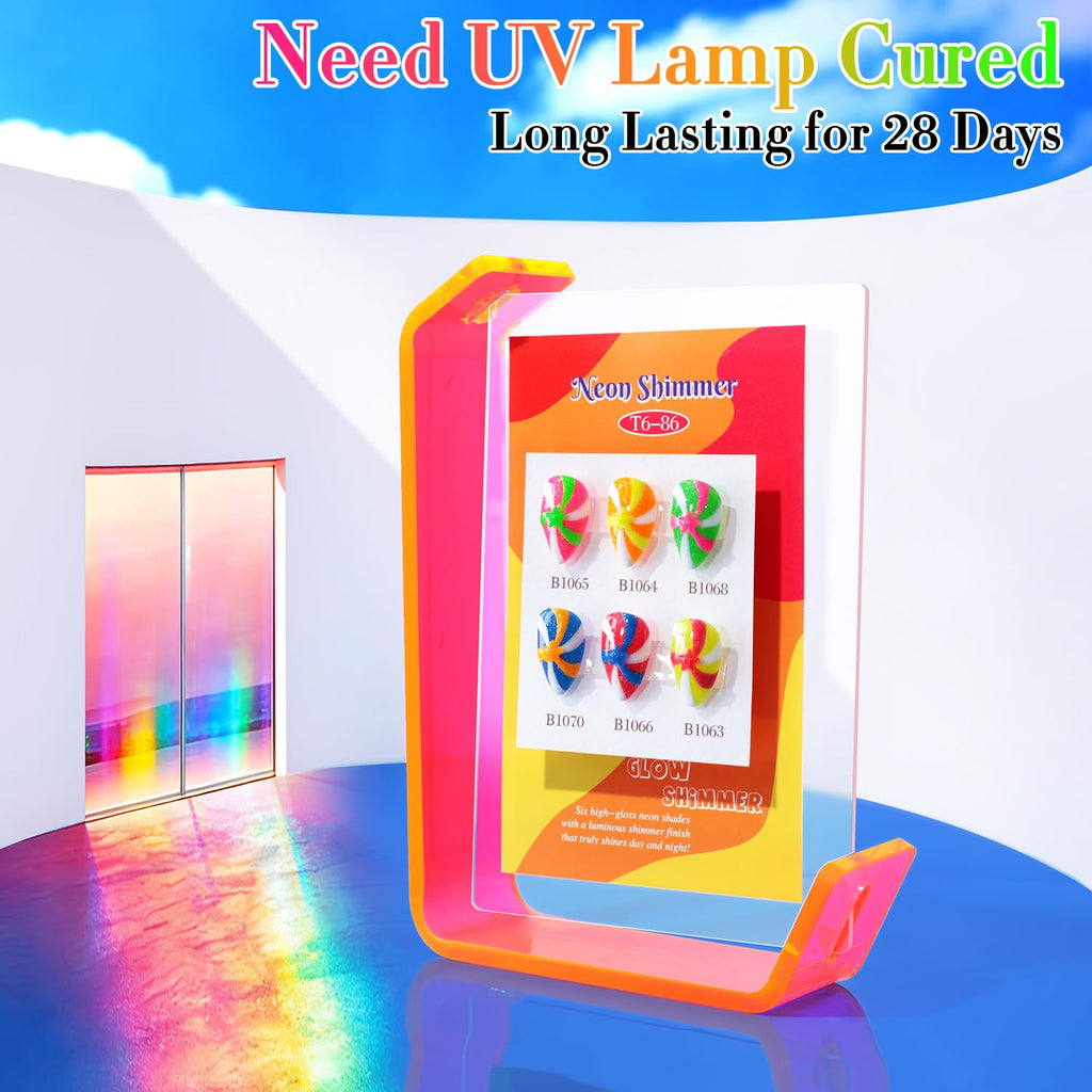 Double Rhythm 6 Pcs 15ml Glitter Gel Polish Set – Neon Shimmer Colors