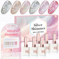 Double Rhythm 0.5 oz Glitter Gel Polish Set – 6 Colors with Display Board, 15 ml Full Size Kit