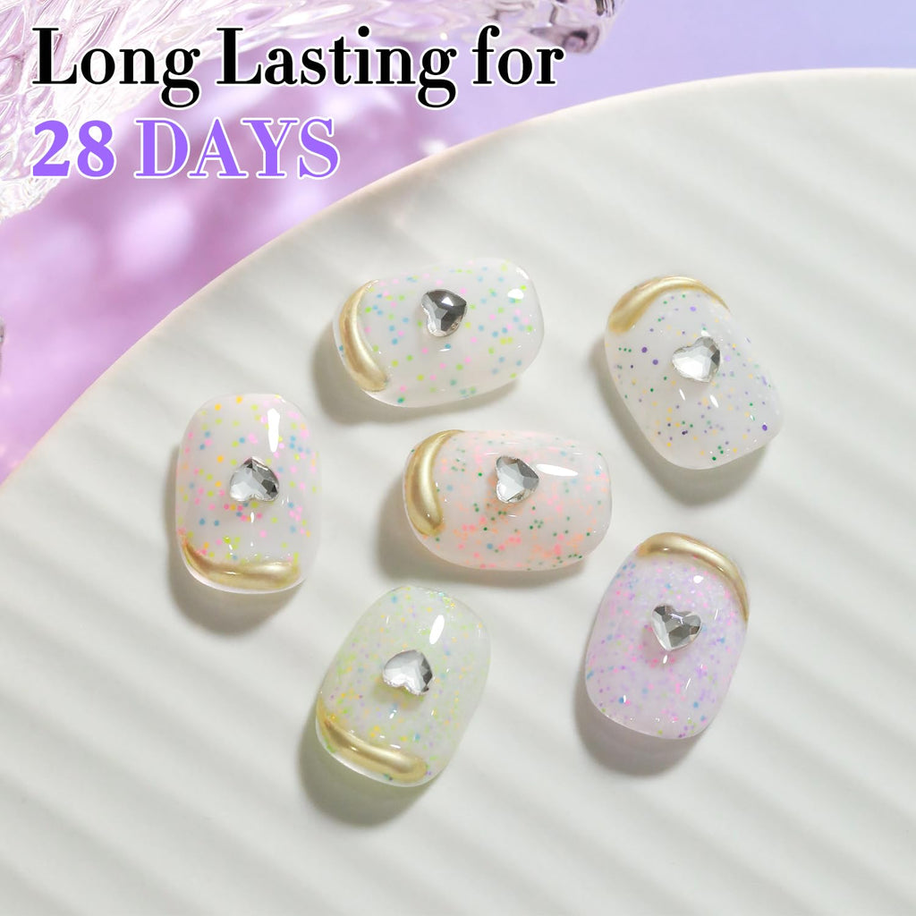 Double Rhythm Glitter Gel Polish Set (0.5 oz) – 6 Color + Display Board, 15 ml Each | Soak-Off Sparkle Gel Nail Kit