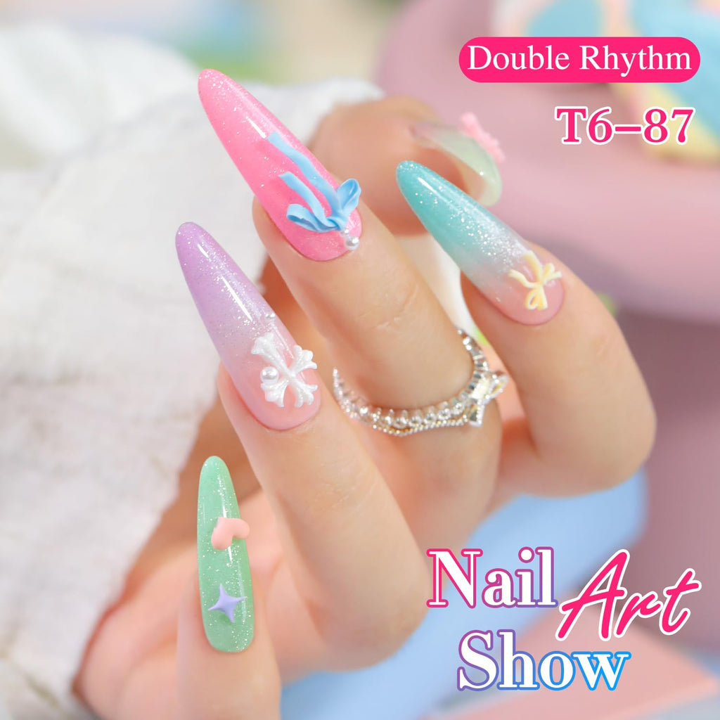 Double Rhythm Glitter Gel Polish Set – 6x 15ml Shimmer Colors (T6-87)