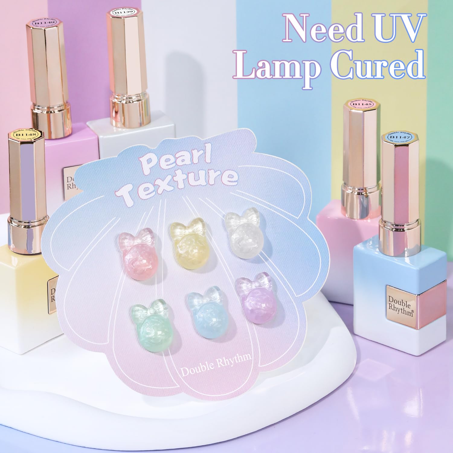 Double Rhythm 6 Pcs 15ml Gel Polish Set – Soak-Off Nail Kit (Pearl Pink to Purple)