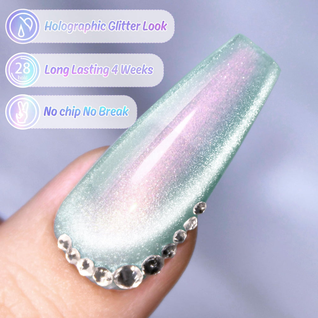 Double Rhythm Cat Eye Gel Polish Set – 6 Colors with Magnetic Holographic Finish