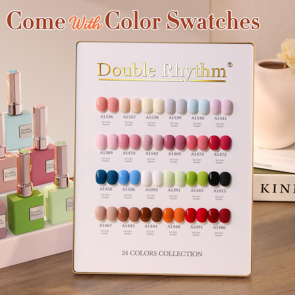 Double Rhythm 28Pcs Gel Nail Polish Set – White Pink Collection (0.5oz)