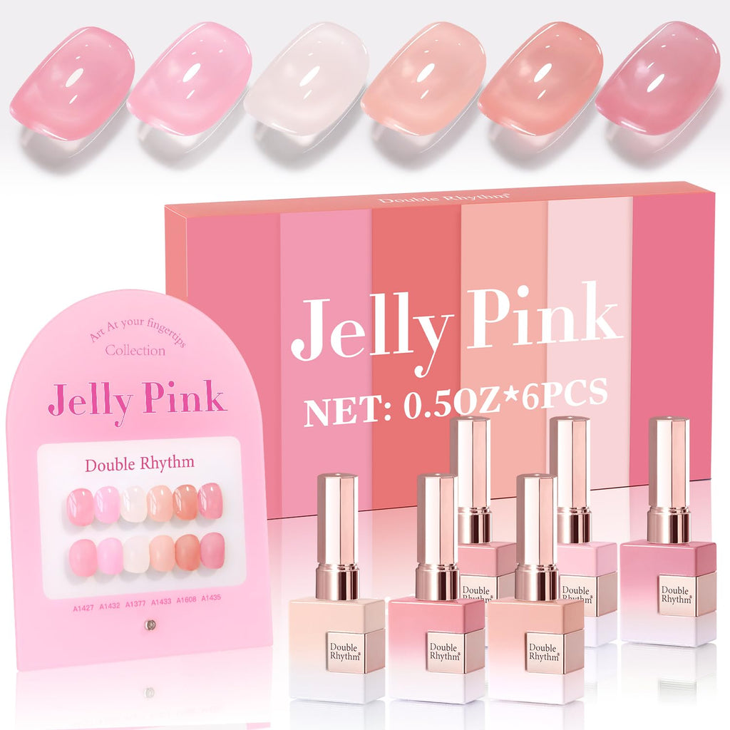 Double Rhythm 6 Pcs 15ml Gel Polish Set Jelly Milky White Nude Pink Rose T6-23