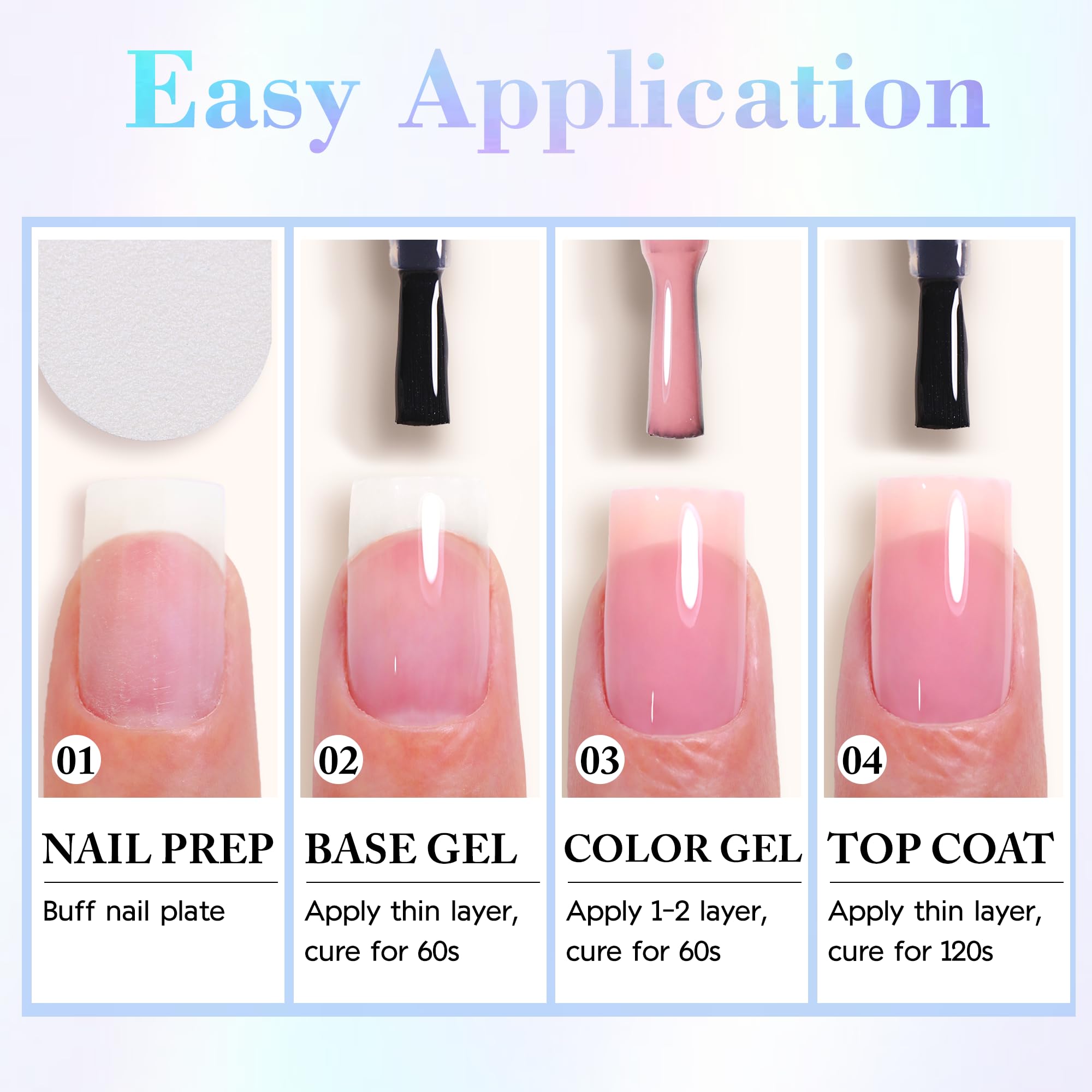Double Rhythm Jelly Sheer Gel Nail Polish Set – 6 Pastel Colors Kit8