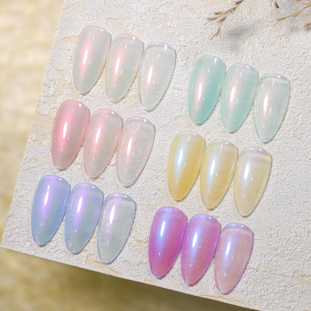 Double Rhythm Jelly Sheer Gel Nail Polish Set – 6 Pastel Colors Kit8