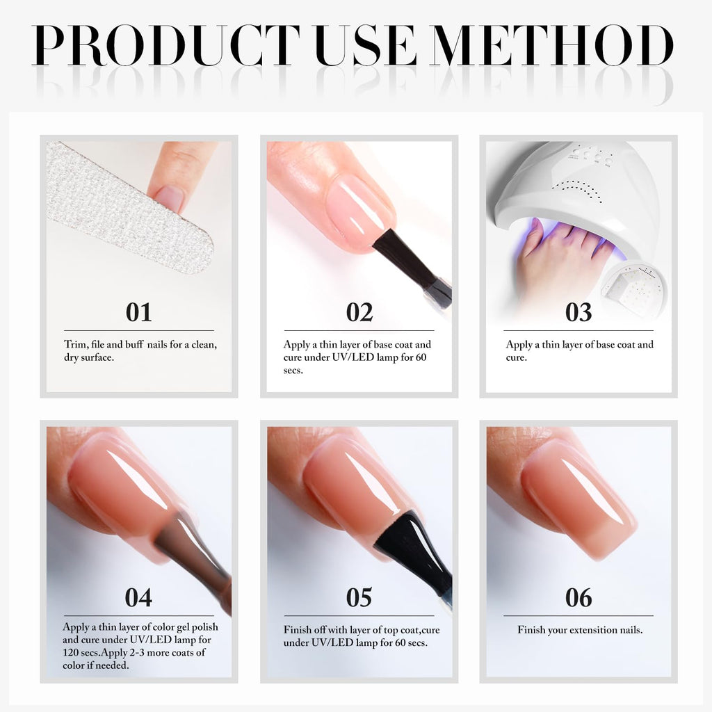Double Rhythm Gel Nail Polish Set — 6 Pastel Jelly Shades for DIY Manicures (Kit 38)