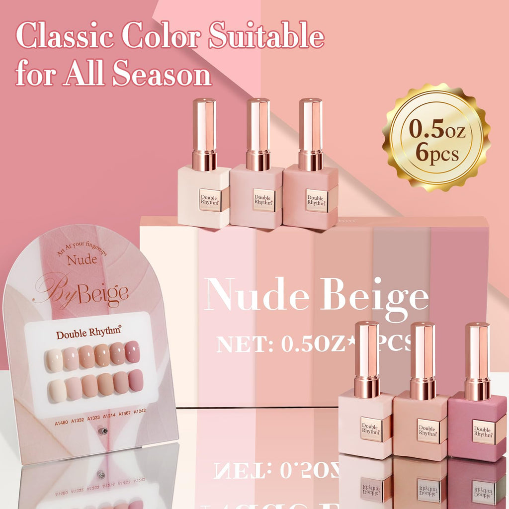 Double Rhythm 6 Pcs 15ml Gel Polish Set – Same Color, Same Bottle, Soak-Off