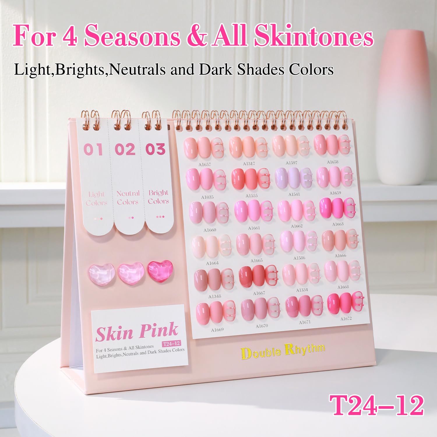 Double Rhythm 28Pcs Gel Nail Polish Set – Neutral Nude Collection T24-12 (0.5oz)