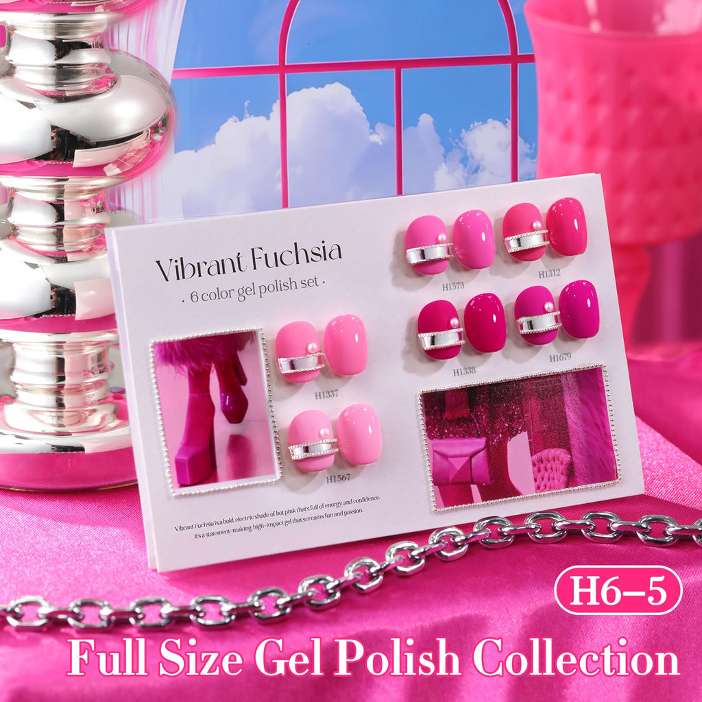 Double Rhythm 6 Pcs HEMA-FREE Gel Polish Set – Same Color, Same Bottle, Soak Off (0.50 oz)
