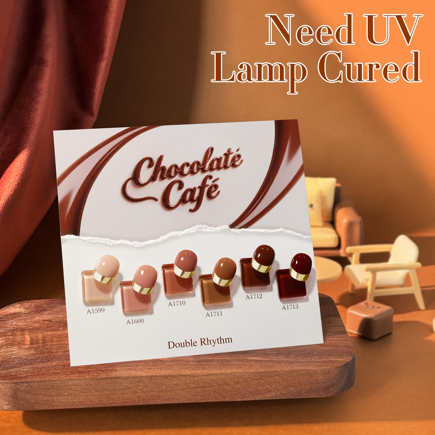 Double Rhythm 6 Pcs 15ml Gel Polish Set – Burgundy Cherry Brown Coffee (T6-69) – Soak-Off Nail Polish