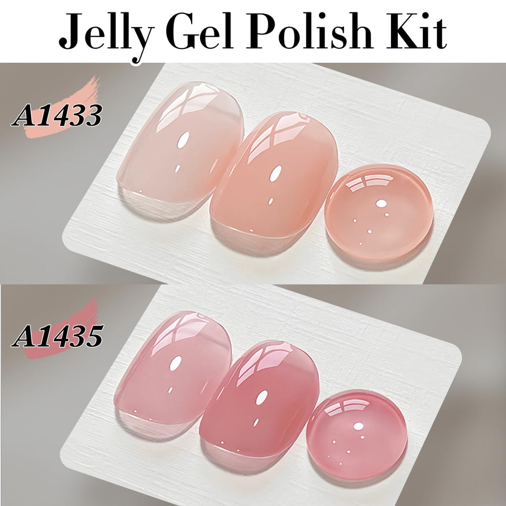 Double Rhythm Gel Nail Polish Set — 6 Pastel Jelly Shades for DIY Manicures (Kit 38)