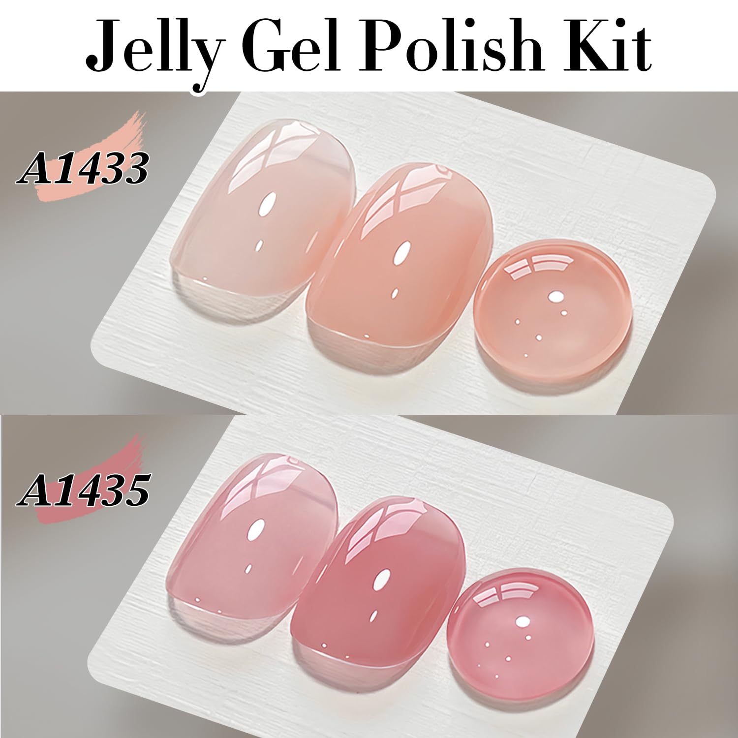 Double Rhythm Gel Nail Polish Set — 6 Pastel Jelly Shades for DIY Manicures (Kit 38)