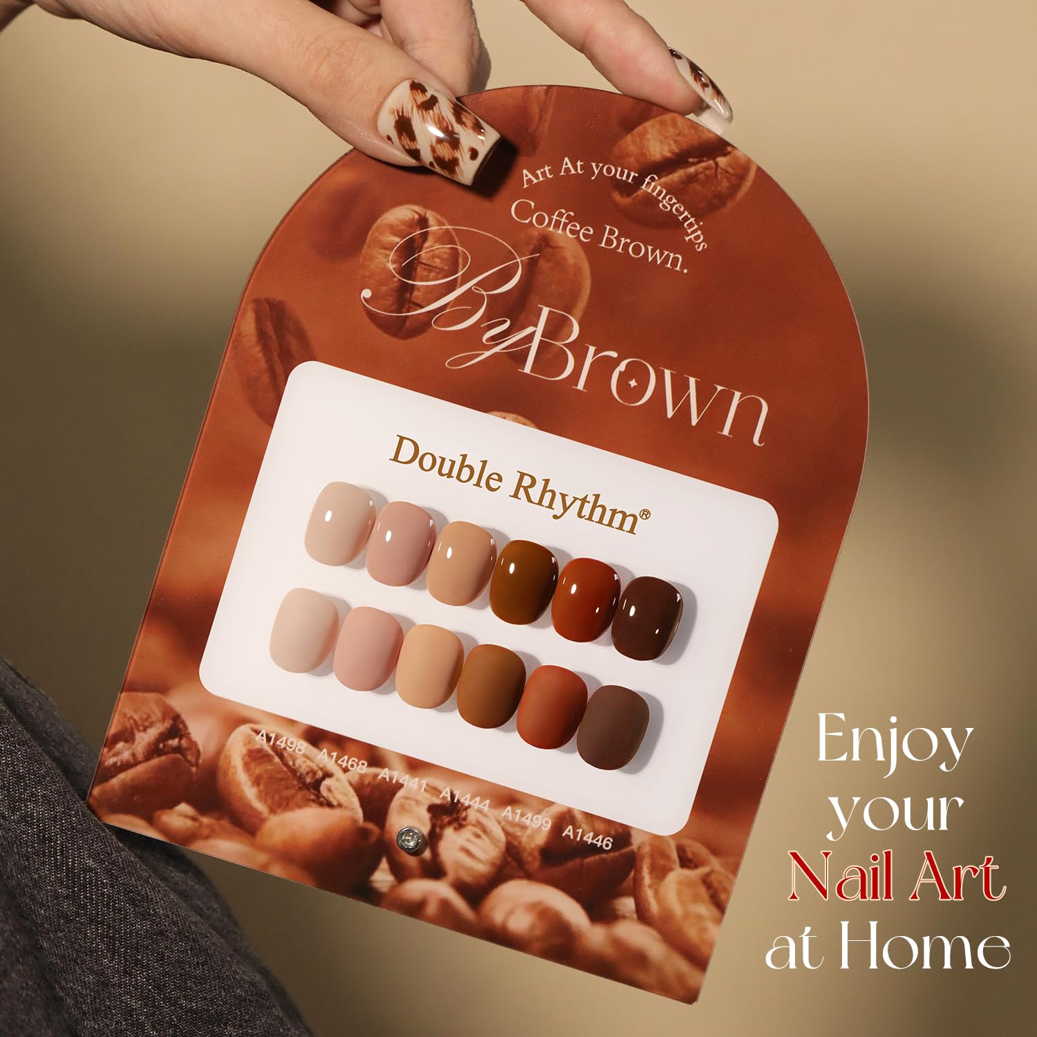 Double Rhythm 6 Pcs Gel Polish Set – 15ml, Soak Off, Same Color For Home Manicure (Coffee Brown to Pink)