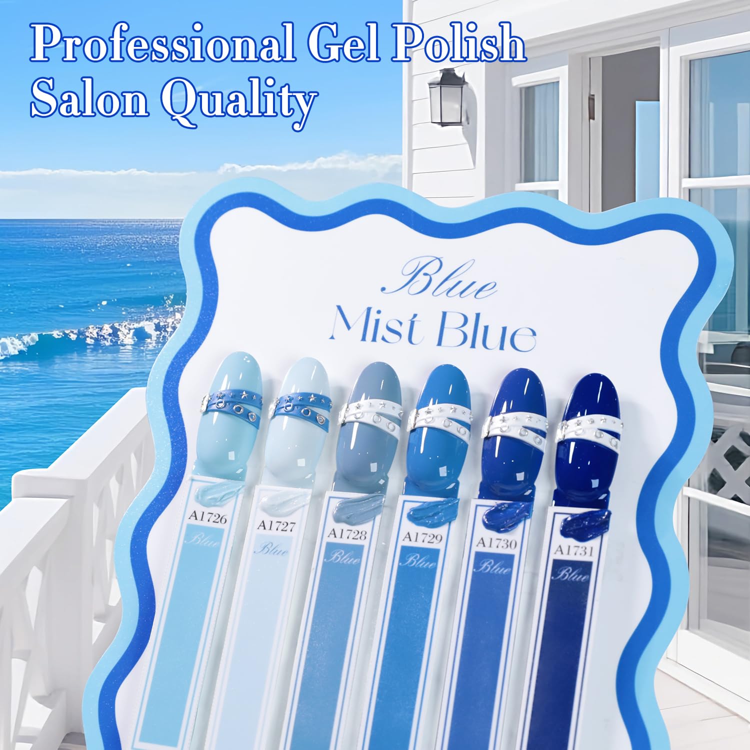 Double Rhythm 6 Pcs 15ml Gel Polish Set in Pale Dark Midnight Blue | Soak-Off Gel Polish Kit for DIY Manicure