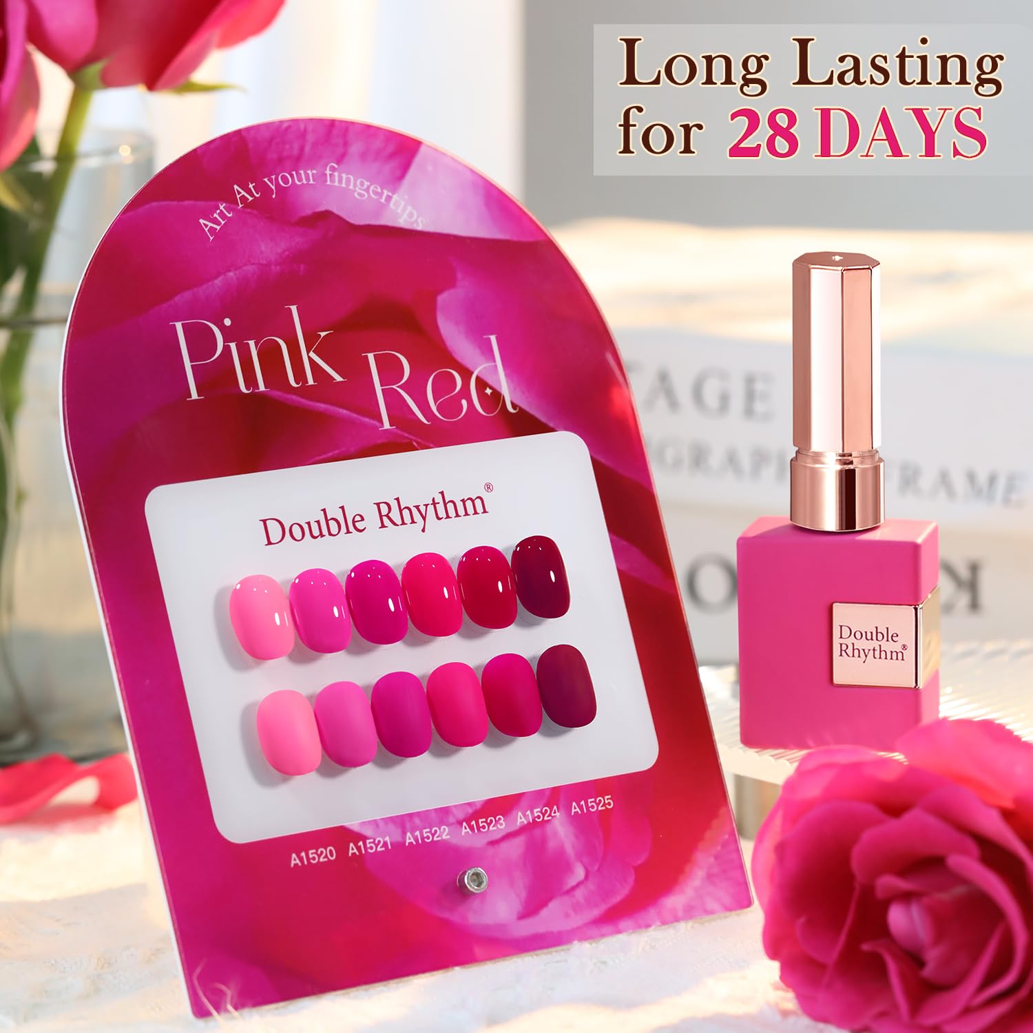Double Rhythm 6-Pcs 15ml Gel Polish Set: Neon Pink, Purple, Burgundy, Red