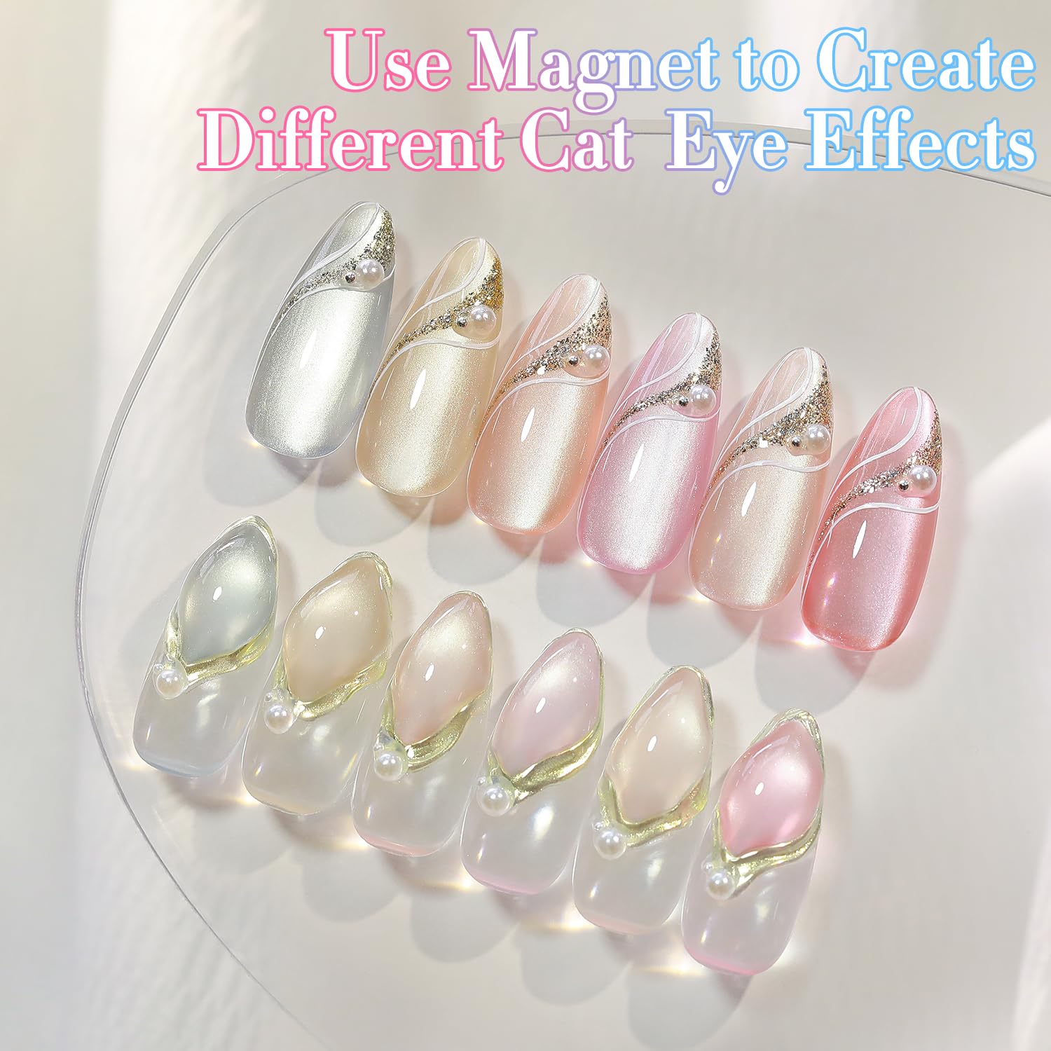Double Rhythm Cat Eye Gel Nail Polish Set – 6 Same-Color Bottles, 0.5 oz, Magnetic Holographic Shimmer
