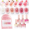 Double Rhythm 6-Piece 15ml Gel Polish Set – Same Color, Soak-Off, Milky Nude Pink Rose Purple (T6-85)