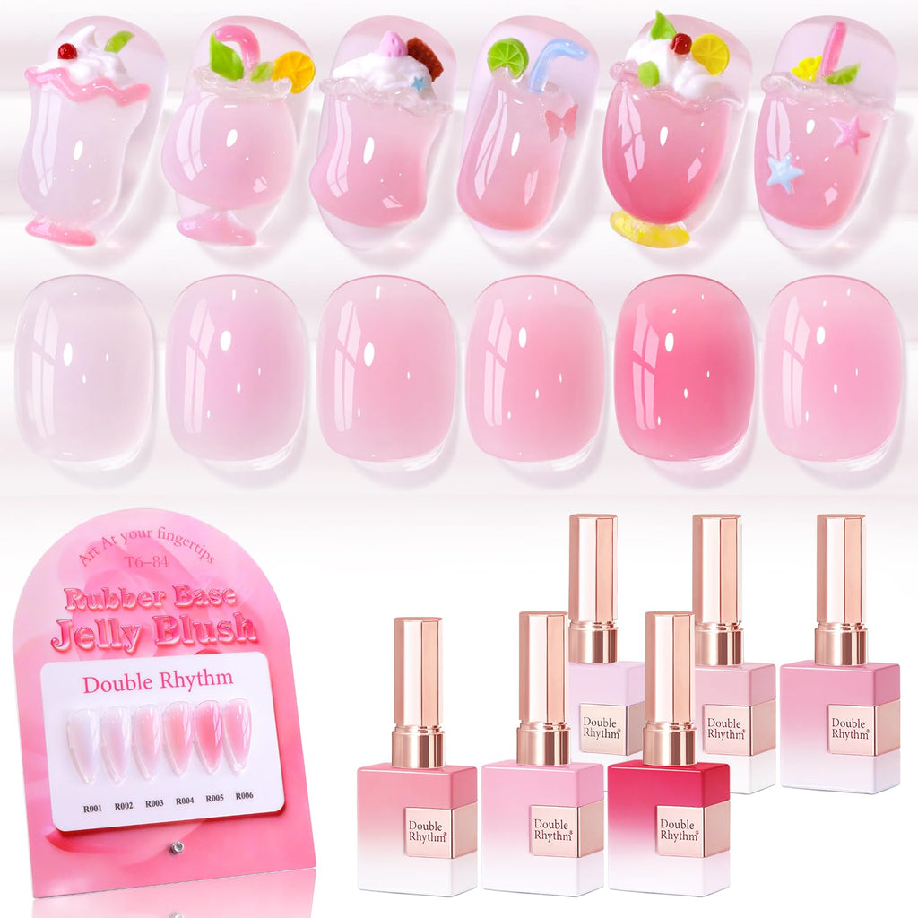 Double Rhythm 6 Pcs 15ml Gel Polish Set – Milky Nude Pink T6-84