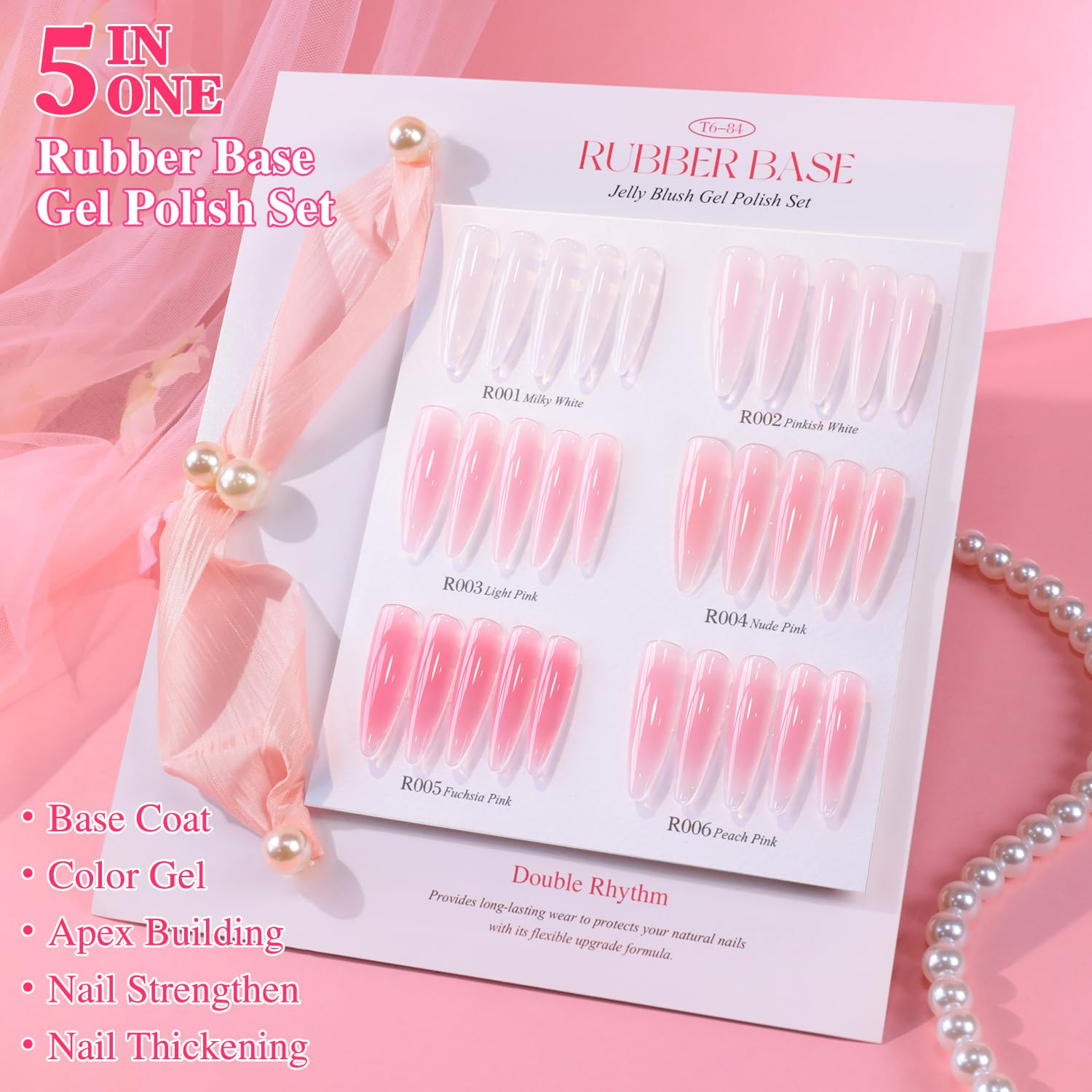Double Rhythm 6 Pcs 15ml Gel Polish Set – Milky Nude Pink T6-84