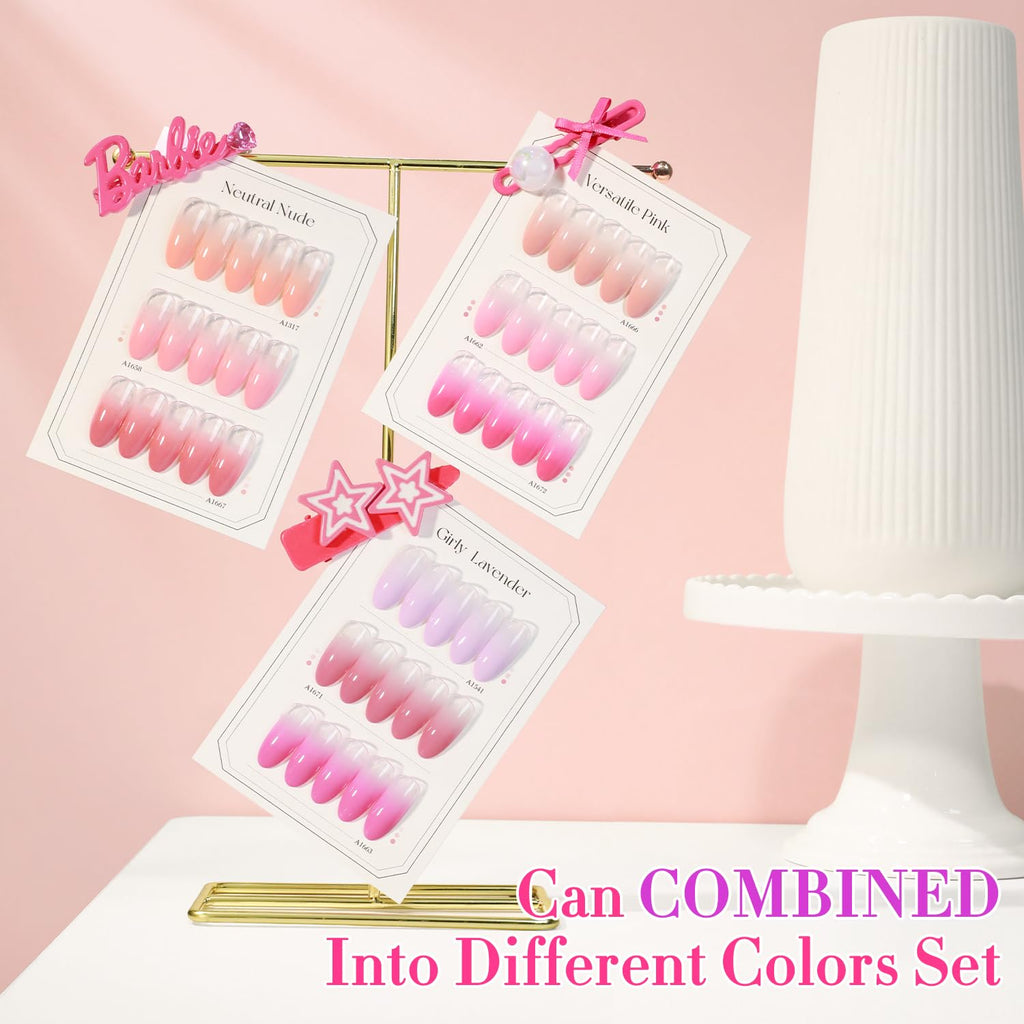 Double Rhythm 28Pcs Gel Nail Polish Set – Neutral Nude Collection T24-12 (0.5oz)