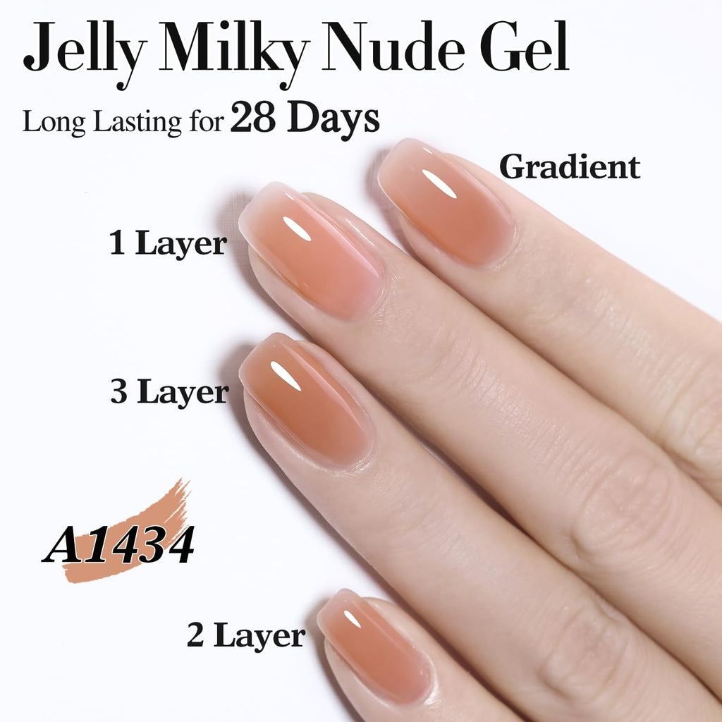 Double Rhythm Gel Nail Polish Set — 6 Pastel Jelly Shades for DIY Manicures (Kit 38)