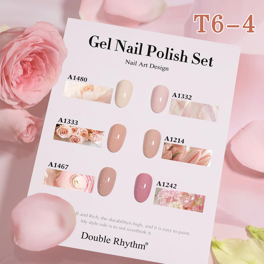 Double Rhythm 6 Pcs 15ml Gel Polish Set – Same Color, Same Bottle, Soak-Off