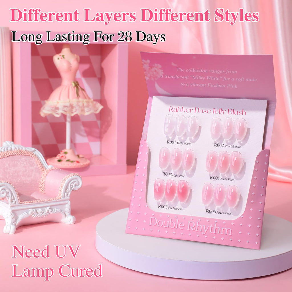 Double Rhythm 6 Pcs 15ml Gel Polish Set – Milky Nude Pink T6-84