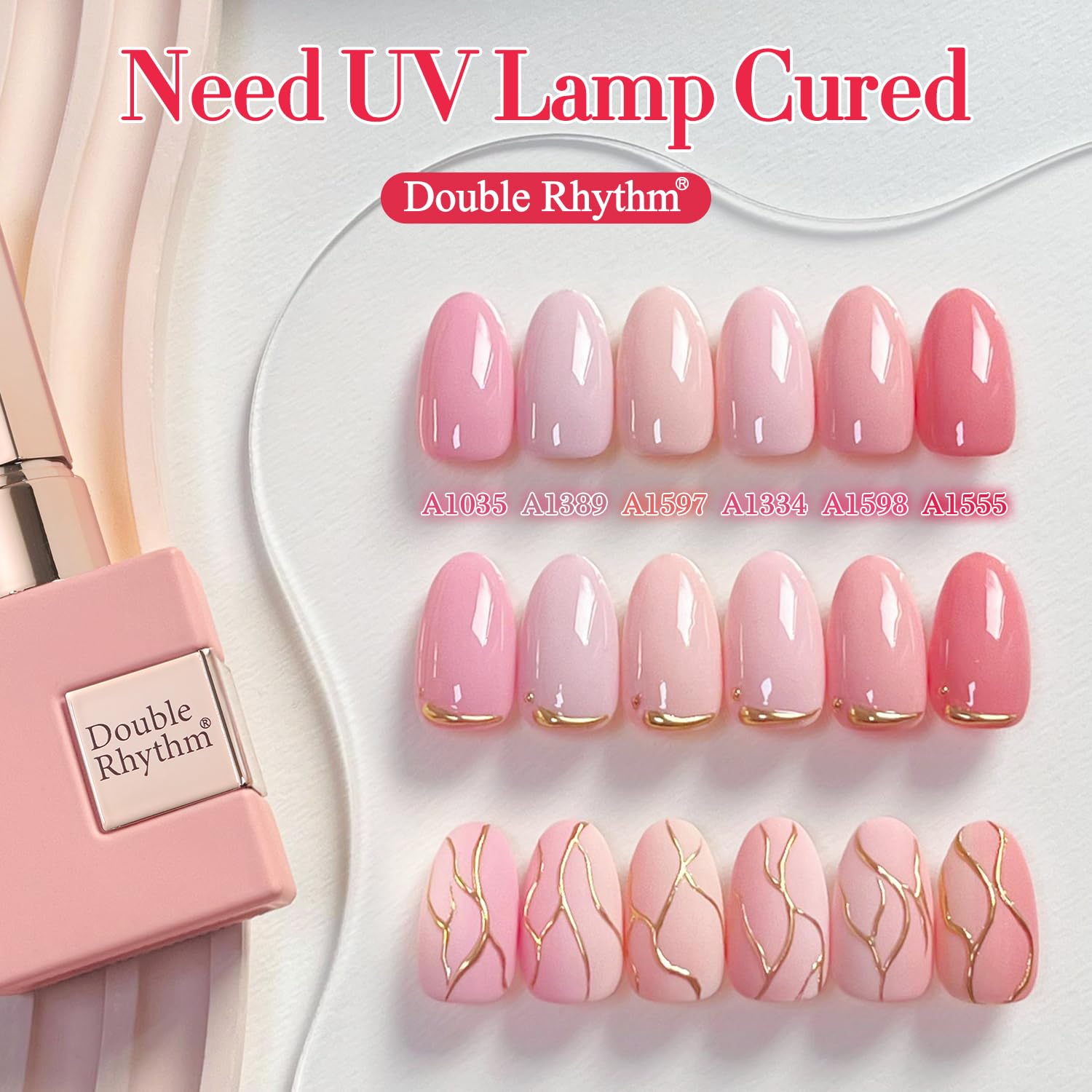 Double Rhythm 6 Pcs 15ml Gel Polish Set – Same Color, Soak-Off, Light Pale Peach Pink Orange Rose (T6-19)