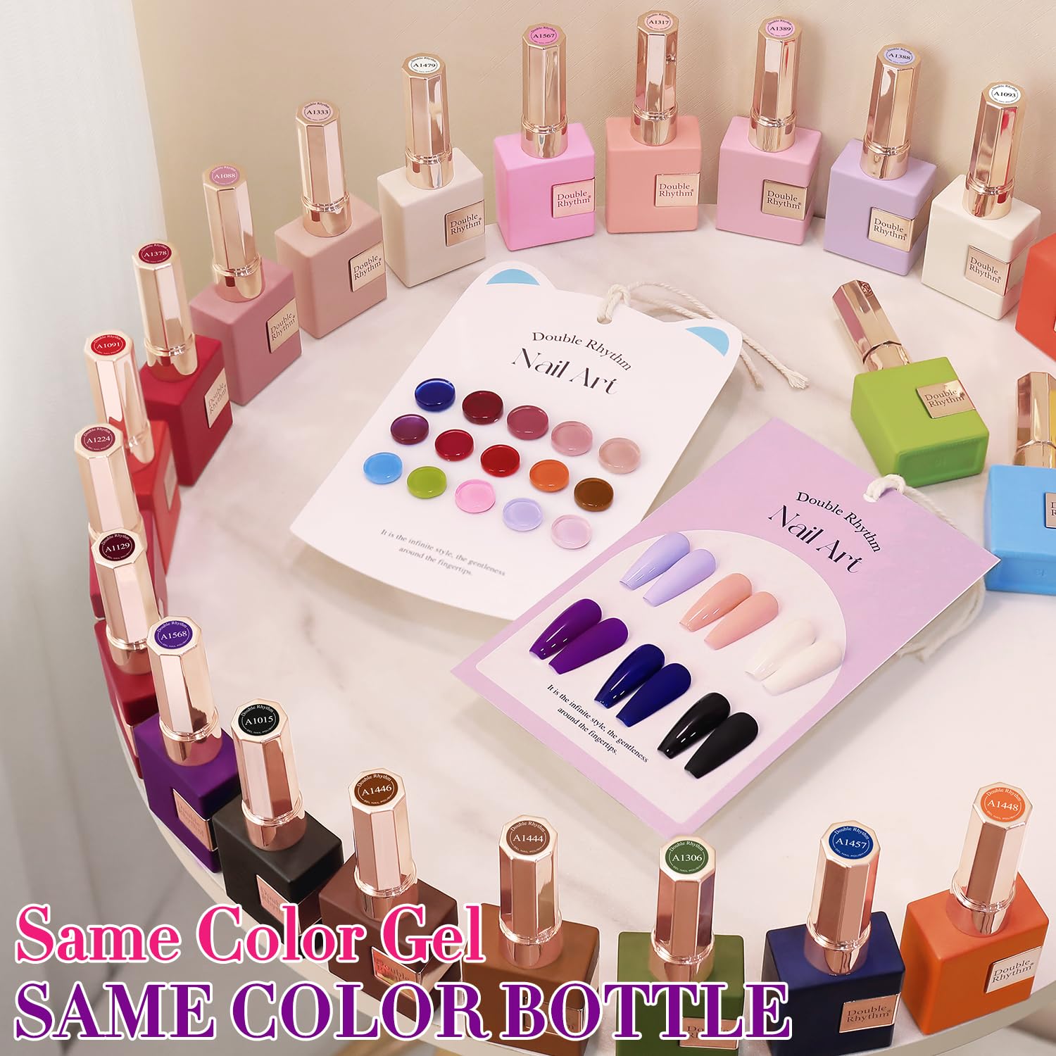 Double Rhythm 28Pcs Gel Nail Polish Set - Same Color, Same Bottle, Soak-Off Kit, Red Pink T24-4