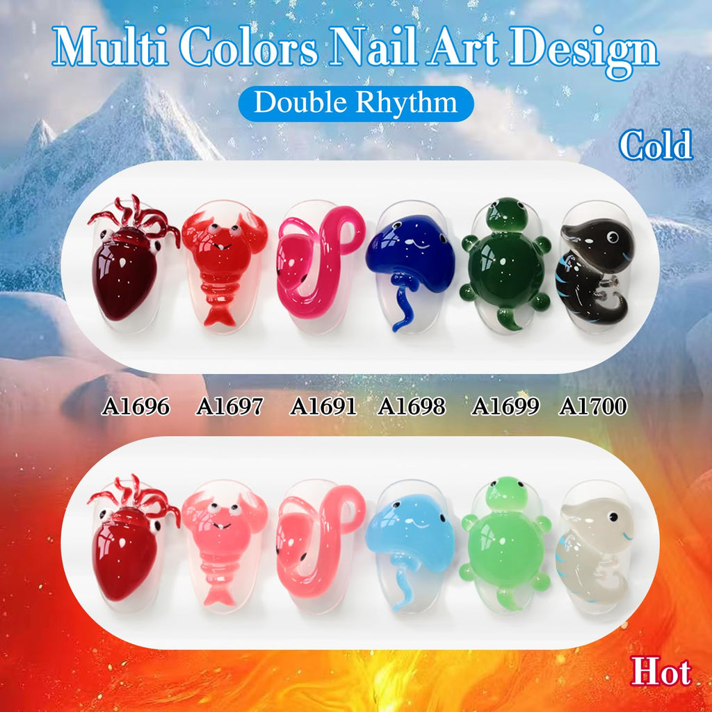Double Rhythm 6 Pcs 15ml Gel Polish Set – Color-Changing Soak-Off Nail Kit for Home Manicures (Burgundy, Blue, Green, Pink, Purple)