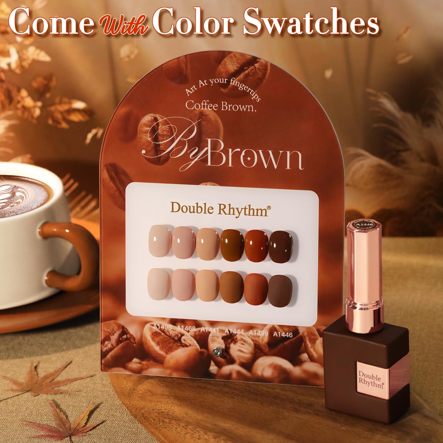 Double Rhythm 6 Pcs Gel Polish Set – 15ml, Soak Off, Same Color For Home Manicure (Coffee Brown to Pink)