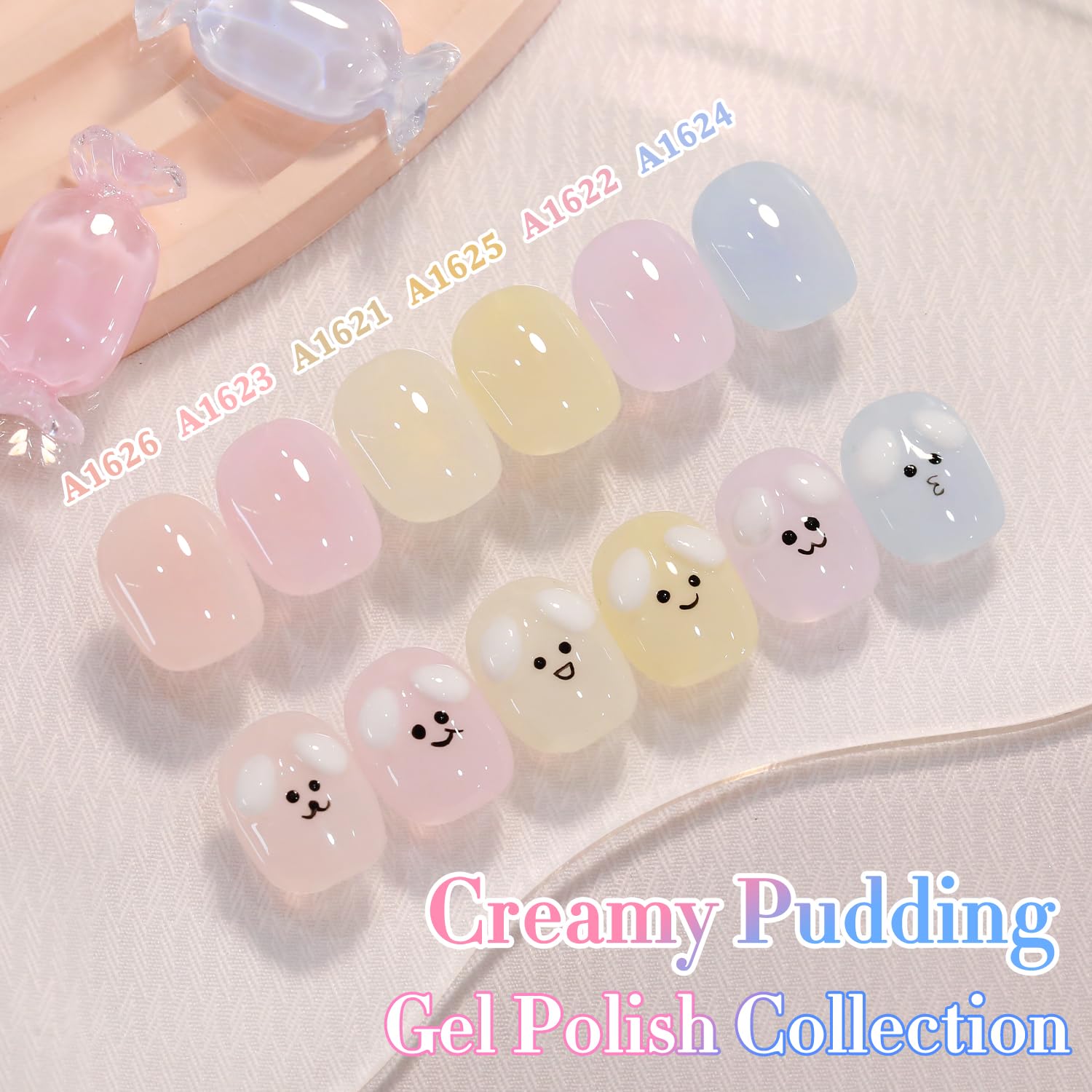Double Rhythm 6 Pcs 15ml Gel Polish Set – Soak-Off Kit (Blue, Purple, Nude, Pink, Yellow, Beige)