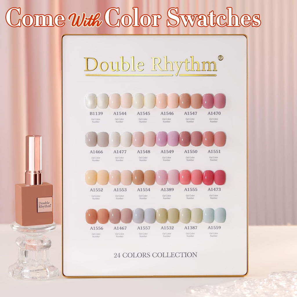 Double Rhythm 28Pcs 0.5Oz Gel Nail Polish Set – Nude Pink Collection T24-3 (Same Color, Soak Off)