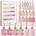 Double Rhythm 28Pcs 0.5Oz Gel Nail Polish Set – Nude Pink Collection T24-3 (Same Color, Soak Off)