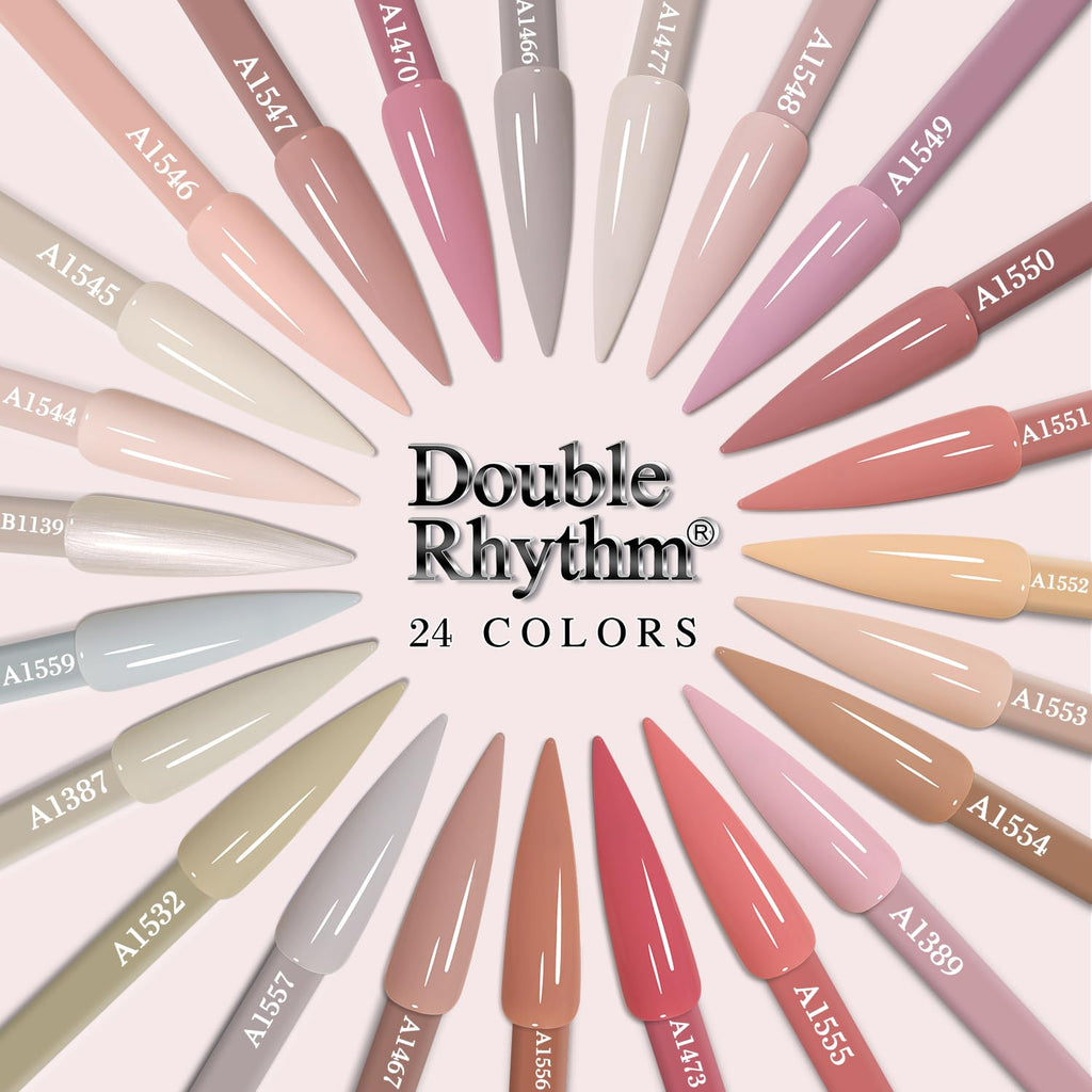 Double Rhythm 28Pcs 0.5Oz Gel Nail Polish Set – Nude Pink Collection T24-3 (Same Color, Soak Off)