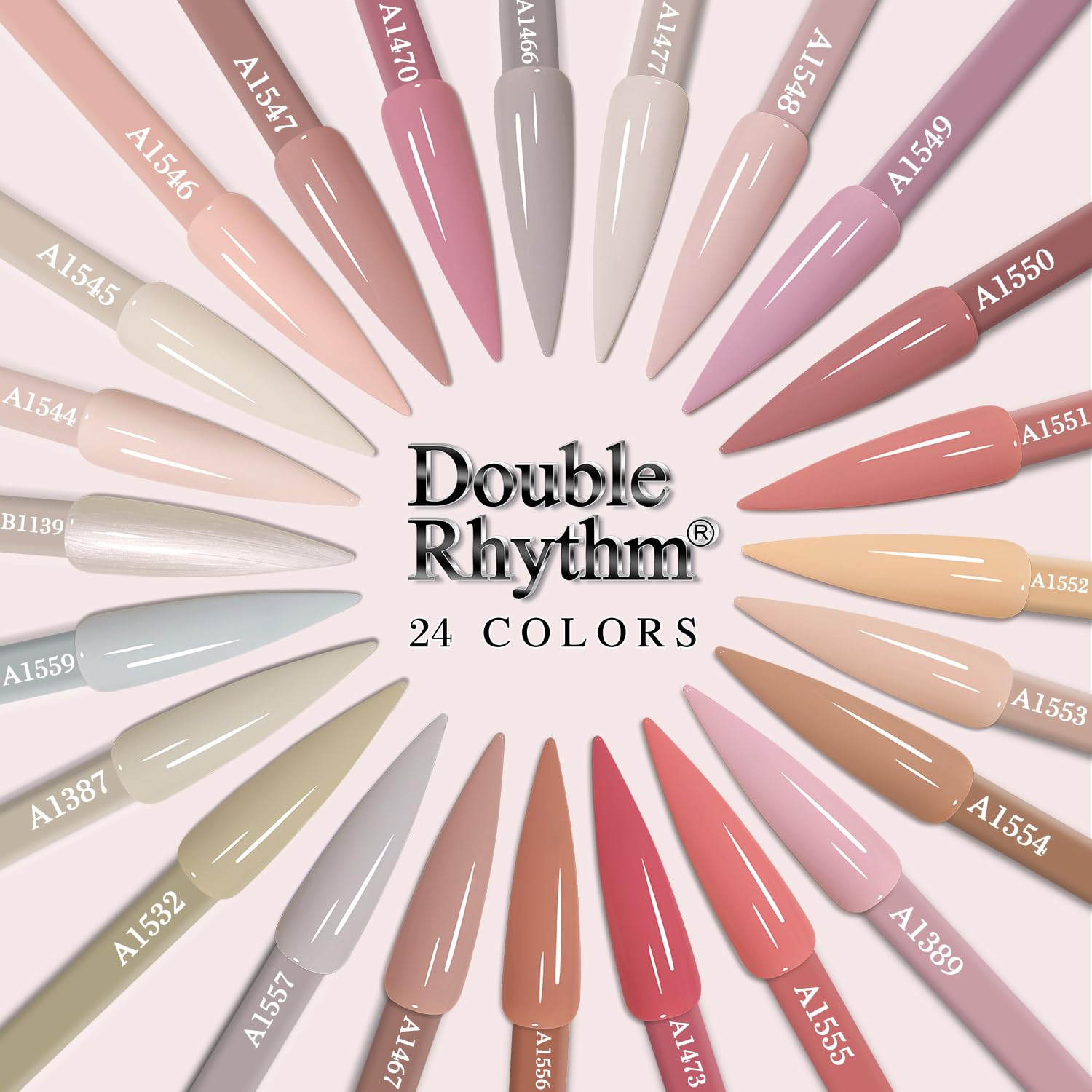 Double Rhythm 28Pcs 0.5Oz Gel Nail Polish Set – Nude Pink Collection T24-3 (Same Color, Soak Off)