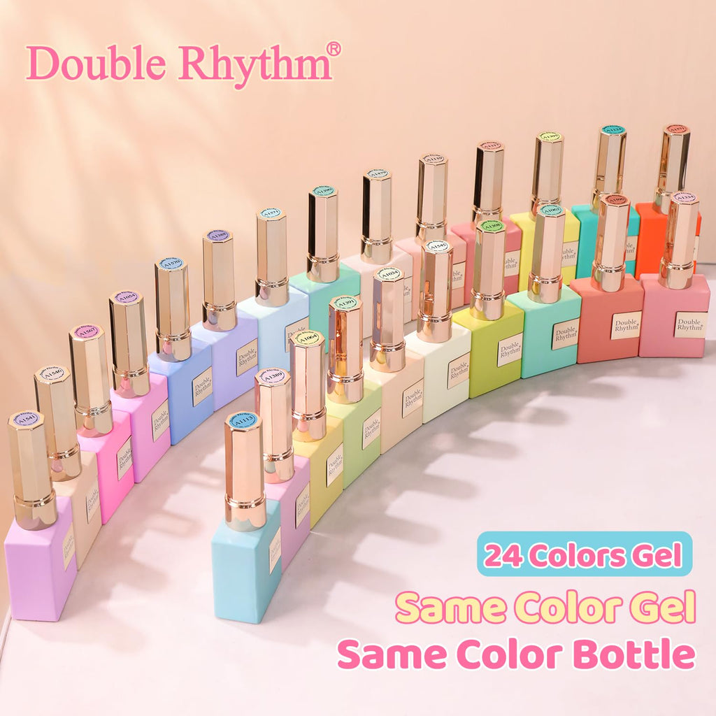 Double Rhythm 28Pcs Gel Nail Polish Set – Pastel Candy Collection T24-5 (0.5oz)