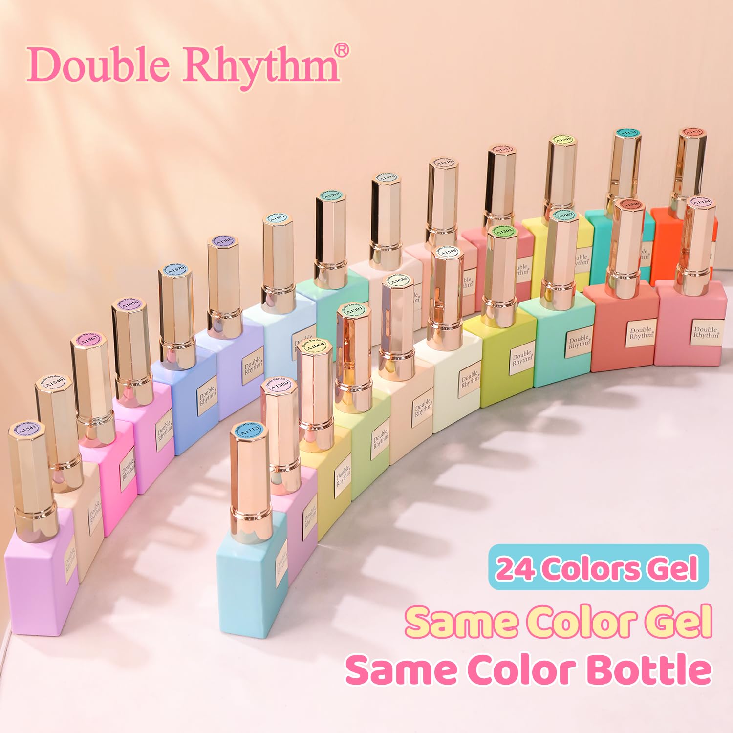 Double Rhythm 28Pcs Gel Nail Polish Set – Pastel Candy Collection T24-5 (0.5oz)