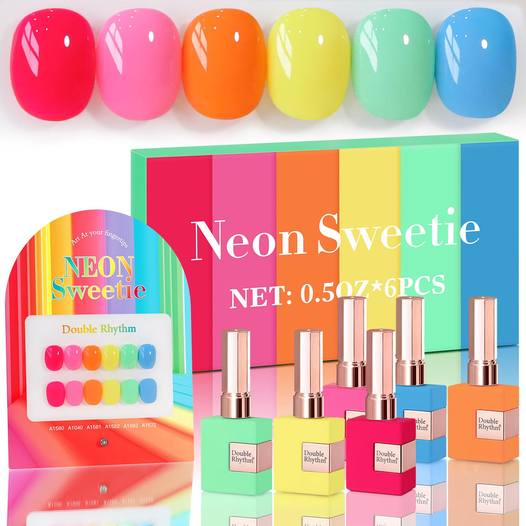 Double Rhythm 6 Pcs Gel Polish Set, 15ml Each – Pastel Colors, Soak-Off, DIY Nail Art Kit