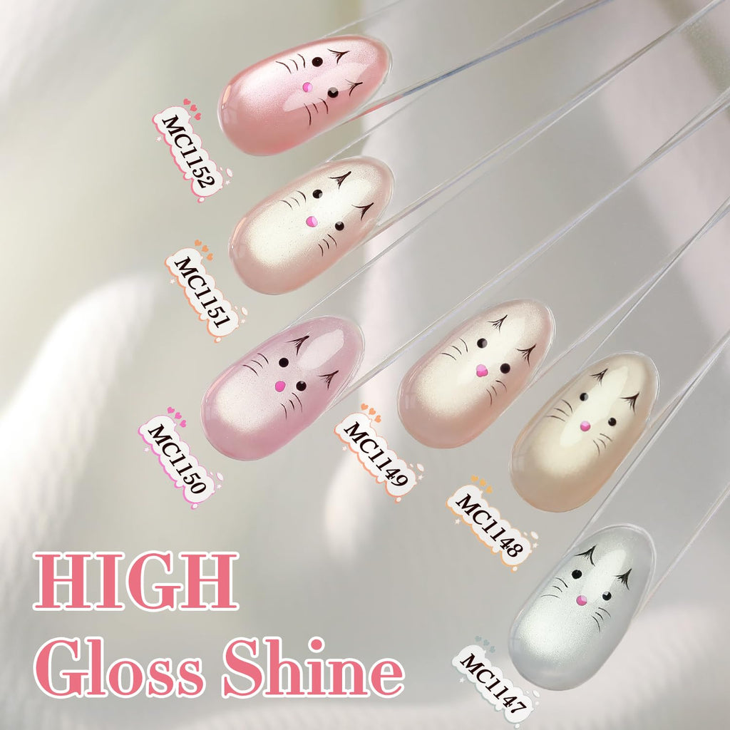 Double Rhythm Cat Eye Gel Nail Polish Set – 6 Same-Color Bottles, 0.5 oz, Magnetic Holographic Shimmer