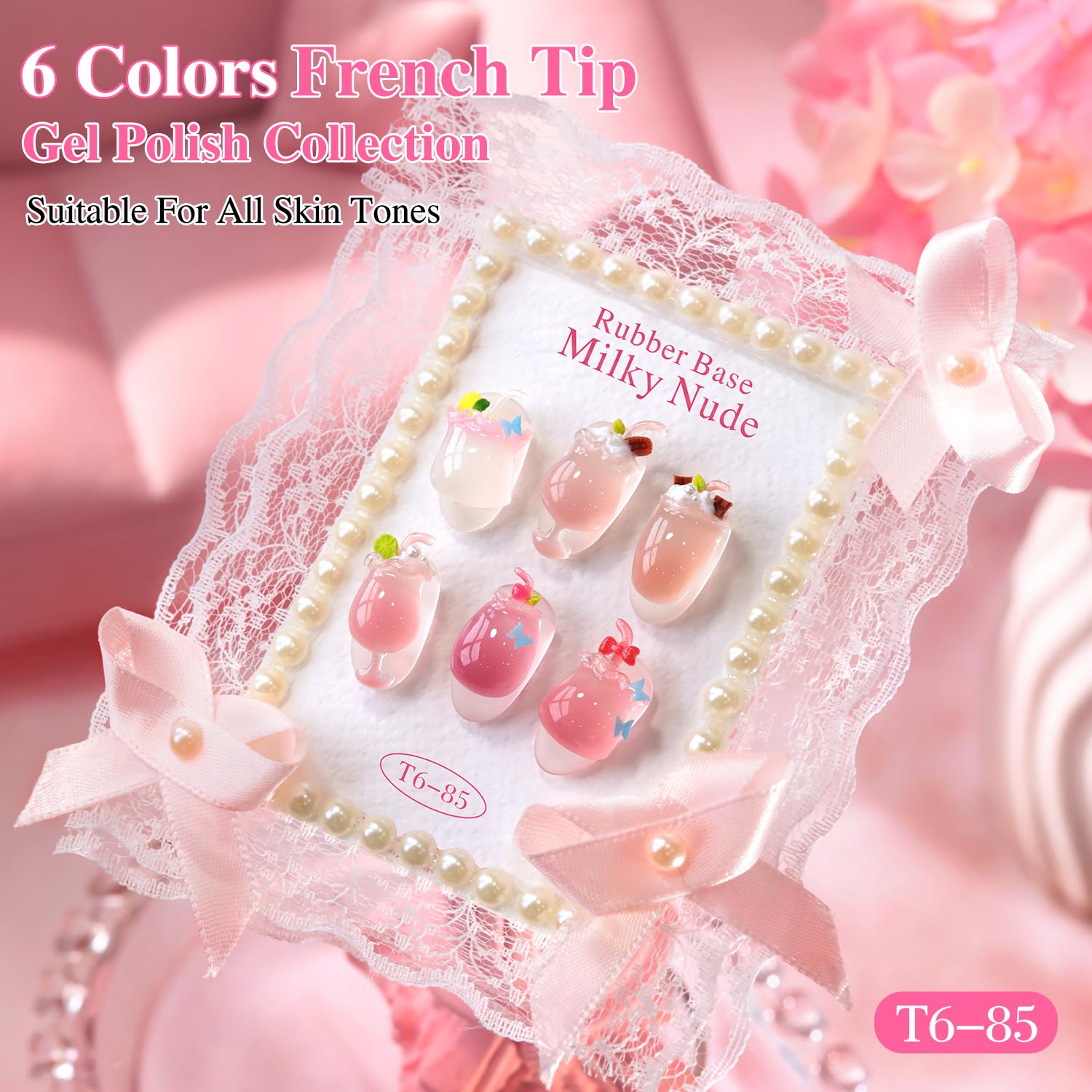Double Rhythm 6-Piece 15ml Gel Polish Set – Same Color, Soak-Off, Milky Nude Pink Rose Purple (T6-85)