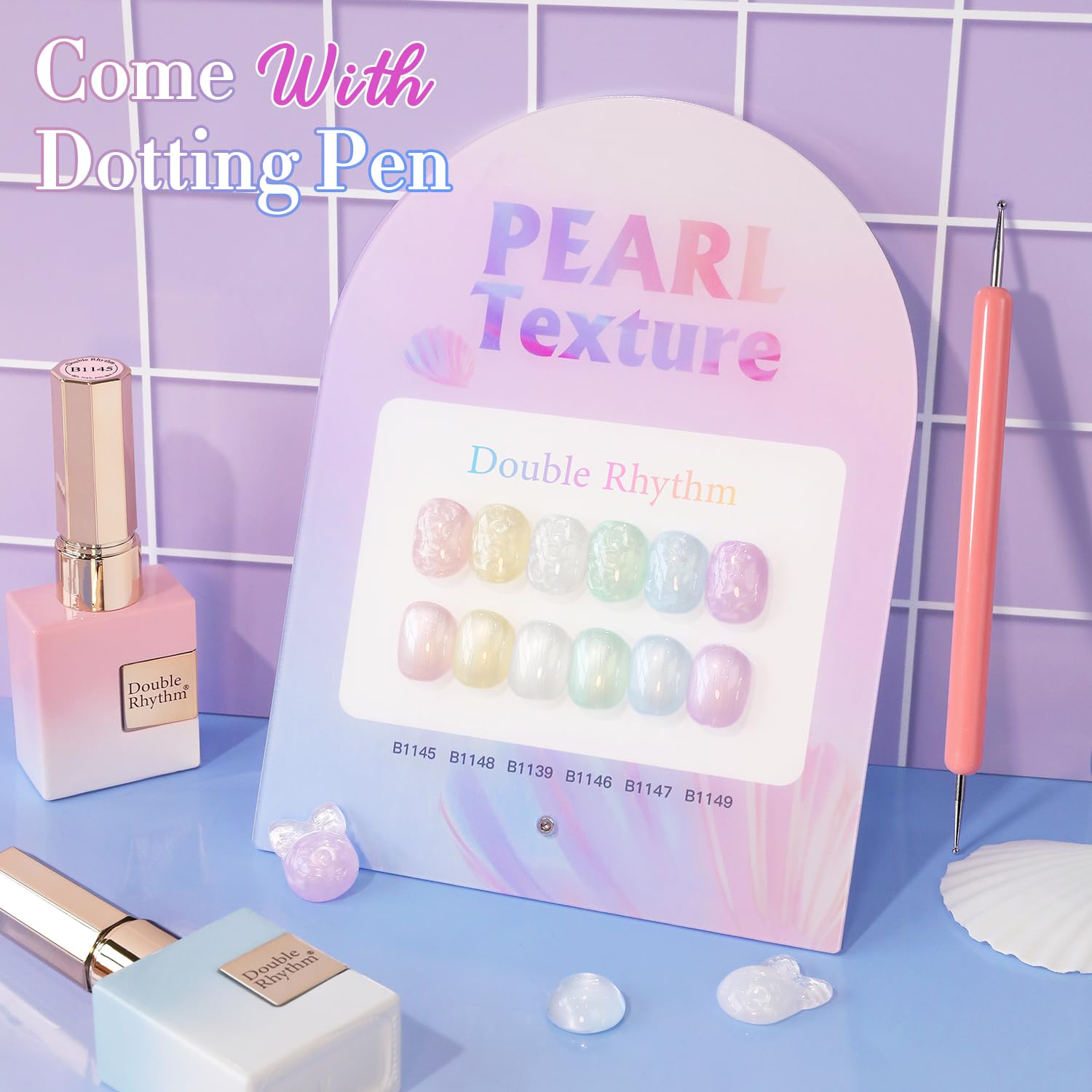 Double Rhythm 6 Pcs 15ml Gel Polish Set – Soak-Off Nail Kit (Pearl Pink to Purple)