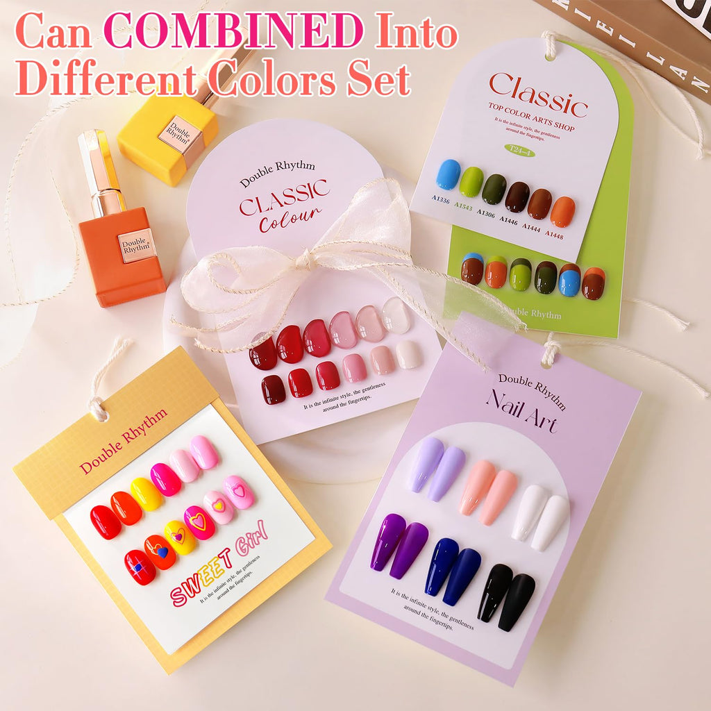 Double Rhythm 28Pcs Gel Nail Polish Set - Same Color, Same Bottle, Soak-Off Kit, Red Pink T24-4