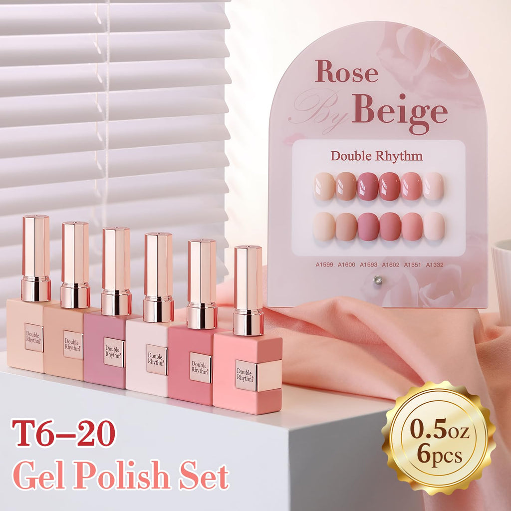 Double Rhythm 6 Pcs 15ml Gel Polish Set – Rose Beige Nude Cream