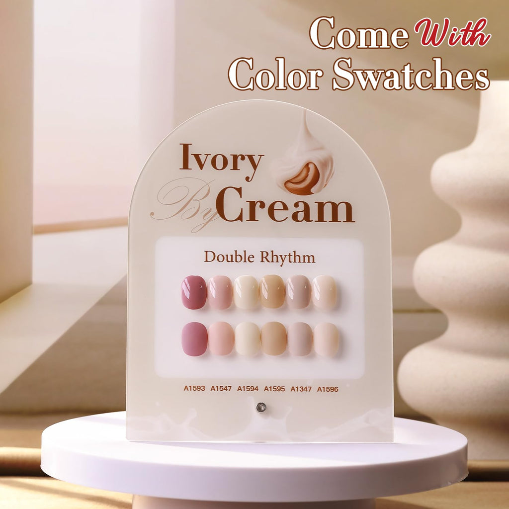 Double Rhythm 6 Pcs 15ml Gel Polish Set – Same Color, Soak-Off Kit (Light Dark Nude Beige Cream Pink T6-18)