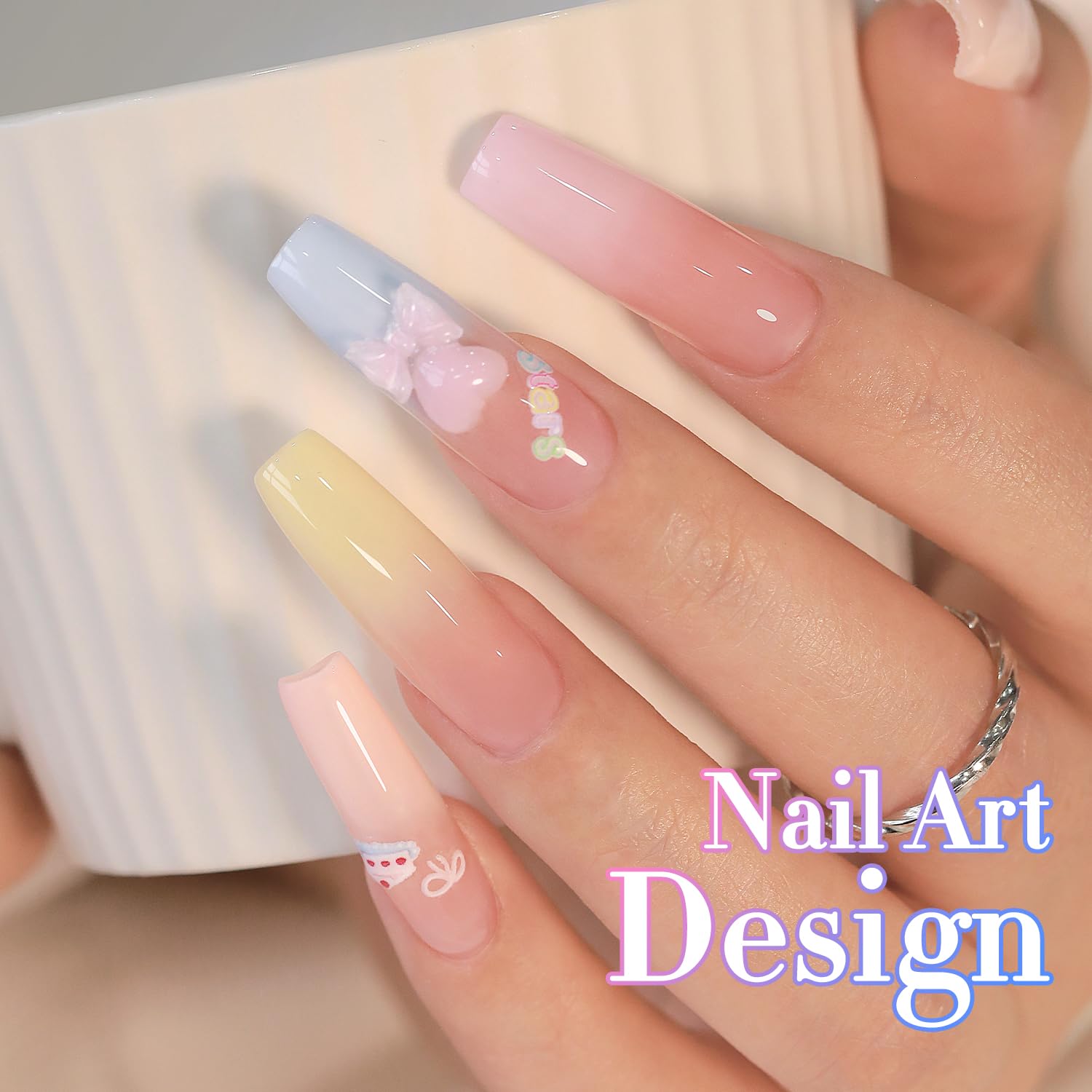 Double Rhythm 6 Pcs 15ml Gel Polish Set – Soak-Off Kit (Blue, Purple, Nude, Pink, Yellow, Beige)