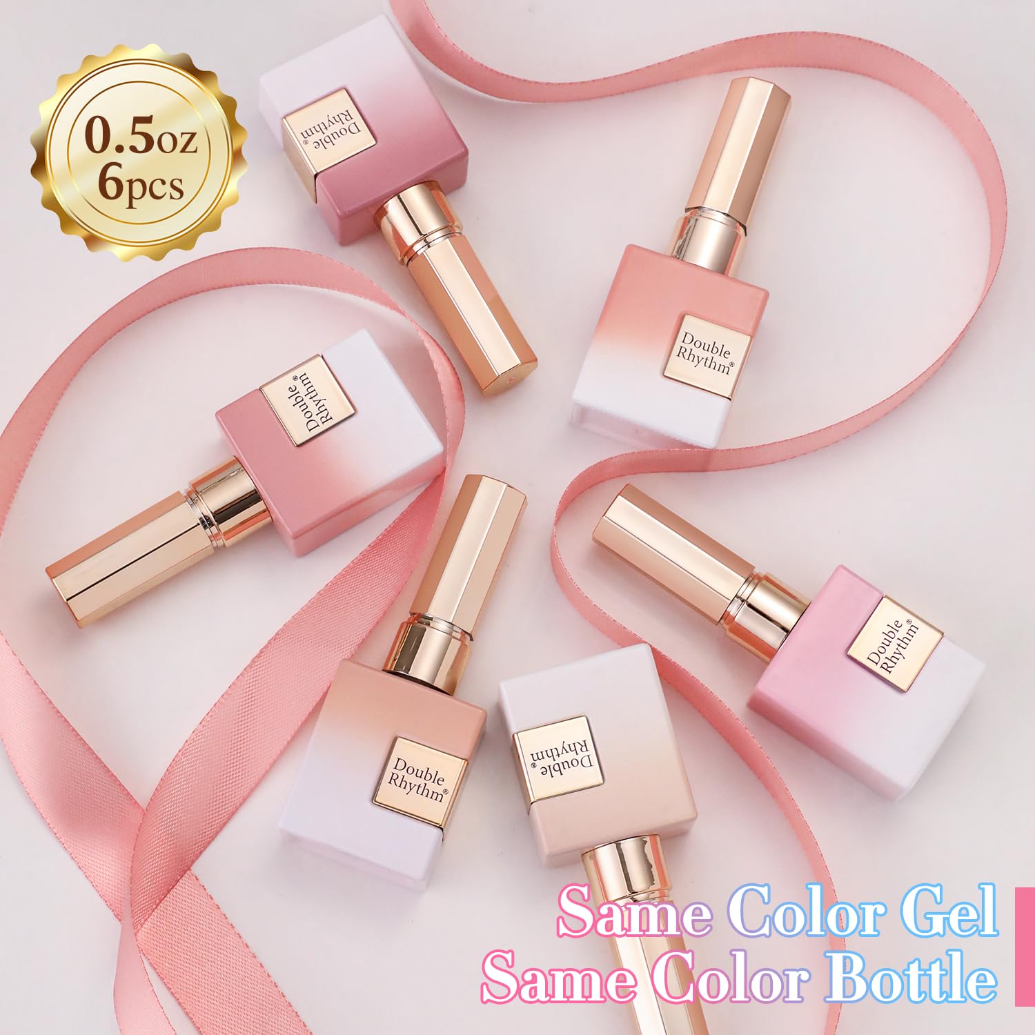 Double Rhythm 6 Pcs 15ml Gel Polish Set Jelly Milky White Nude Pink Rose T6-23
