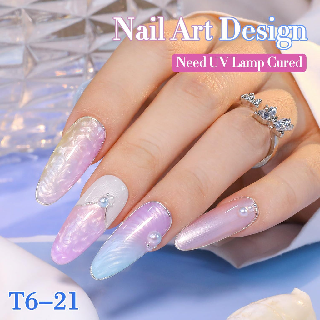 Double Rhythm 6 Pcs 15ml Gel Polish Set – Soak-Off Nail Kit (Pearl Pink to Purple)